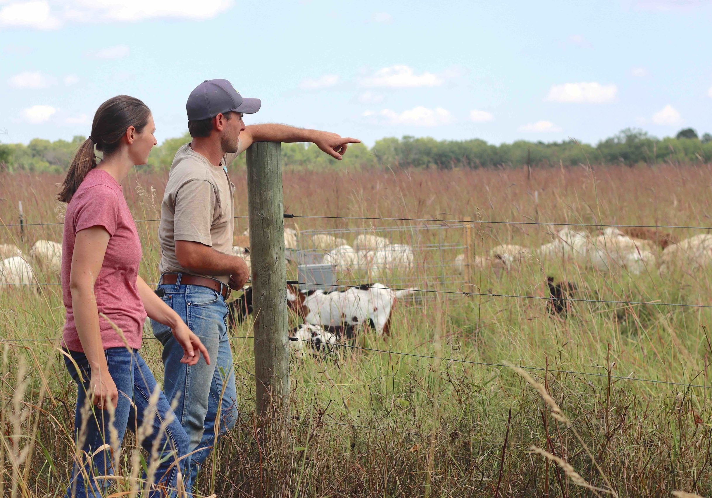 2024 Fall Mary and Jonathan outside goat and sheep pastures cropped for web